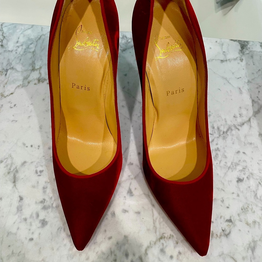 Louboutin Heels 40 Red Velvet EUC